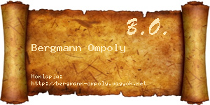 Bergmann Ompoly névjegykártya